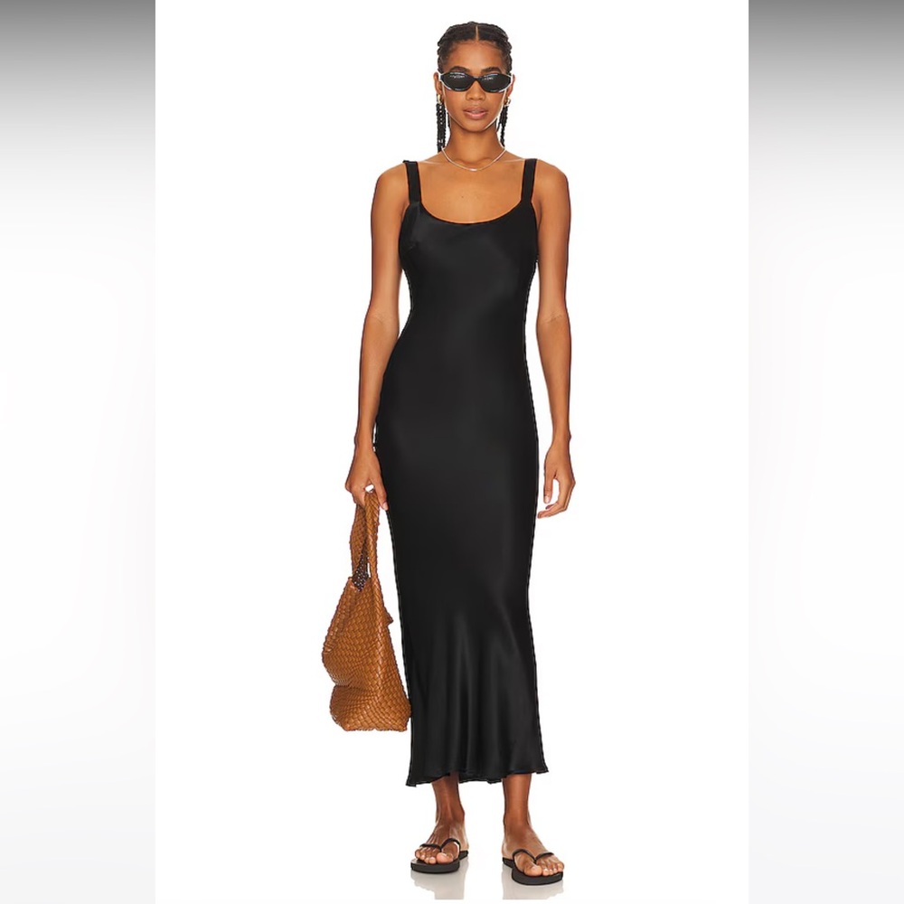 SNDYS Chic Black Midi slip dress - open back